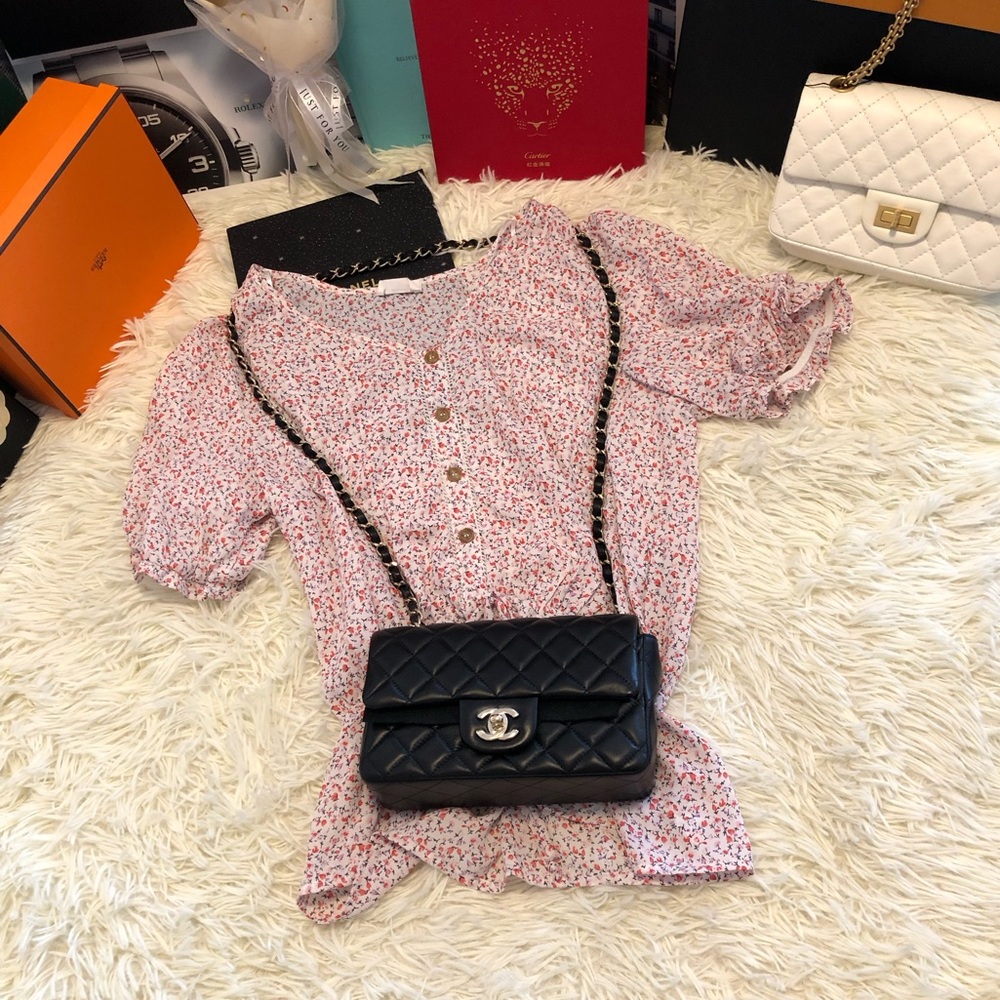 Sienna Sky Pink Floral Button-Down Tie-Waist Blouse (Free Mystery Clothes)